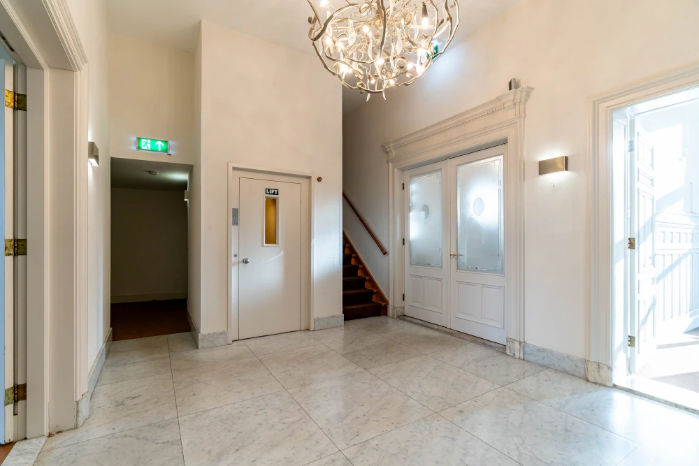 Hall with a chandelier